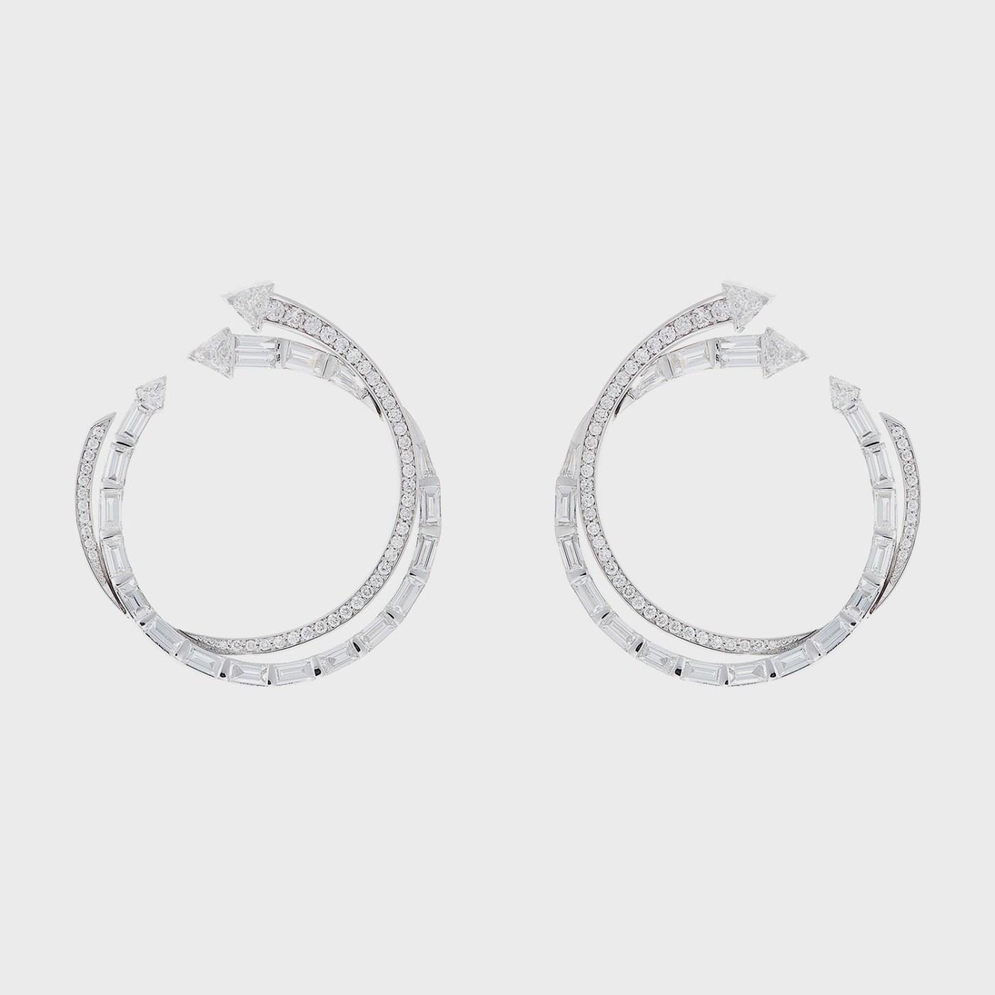 White gold hoop earrings with white diamonds