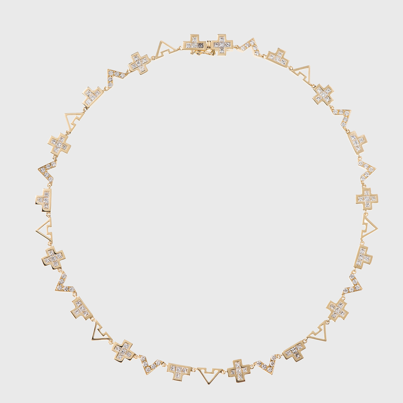 Yellow gold necklace with white diamonds