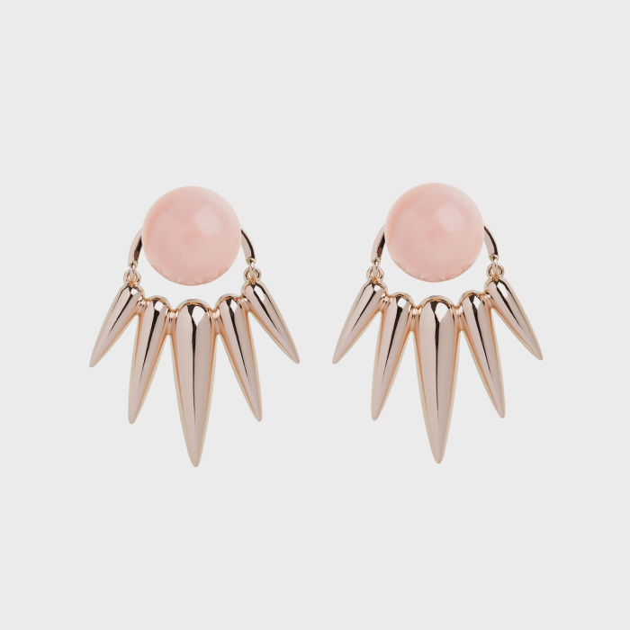 Rose gold earrings with coral studs