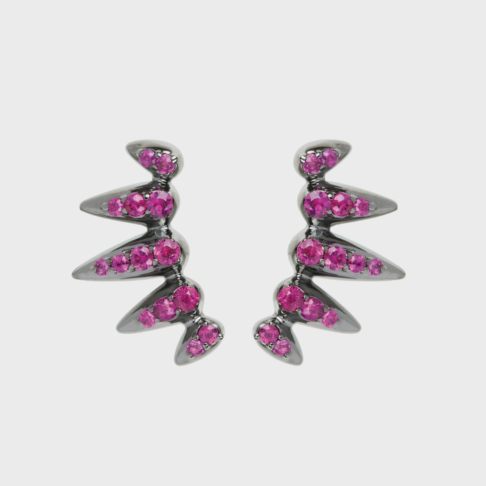 Black gold earcuffs with rubies