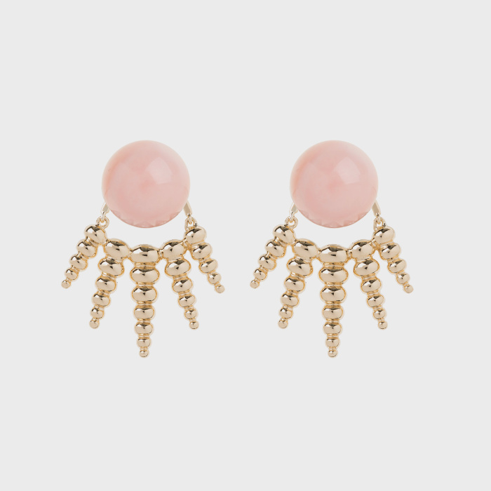 Yellow gold earrings with coral studs