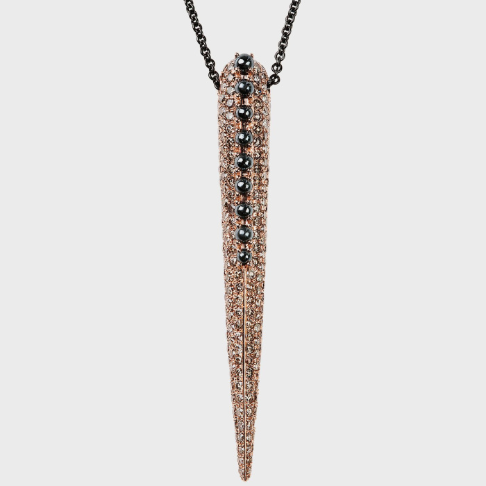 Black gold pendant necklace with brown diamonds and hematites