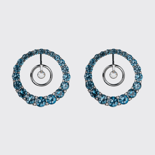 White gold hoop earrings with london blue topazes and white diamonds